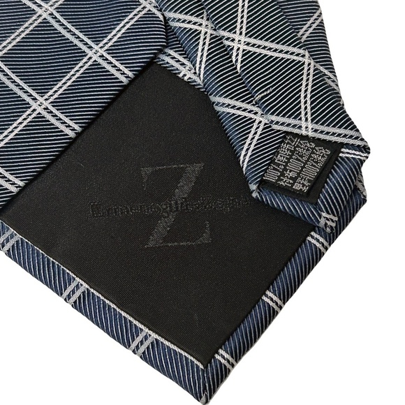 Ermenegildo Zegna Luxury Necktie Tie 100% Silk Criss Cross Pattern Vintage EUC - Picture 5 of 10